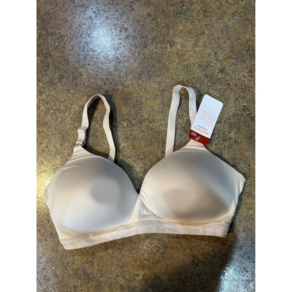 Warners Blissful Benefits Wire-Free Bra 40C Beige Front-Adjustable RM1691T NWT